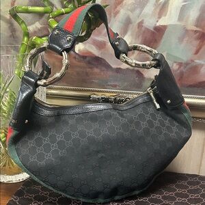 Gucci Black and Green Shoulder Bag